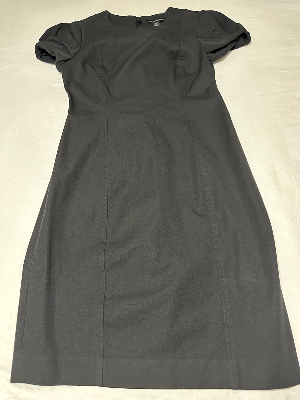 Banana Republic Black Midi Sheath Dress with Puff Sleeves